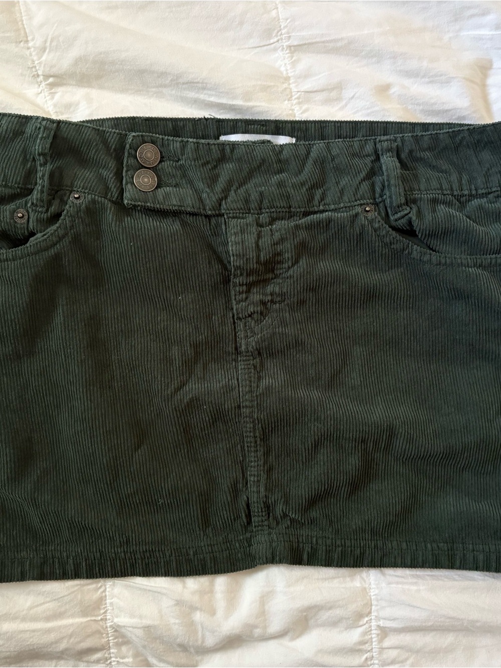 Motel Rocks Dark Green Corduroy Mini Skirt